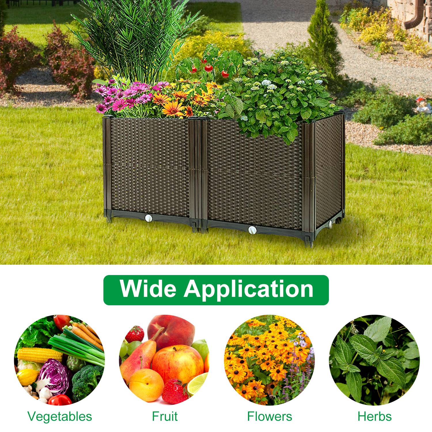 Self-Watering Raised Garden Bed – Elevated Planter Box for Vegetables, Herbs & Flowers