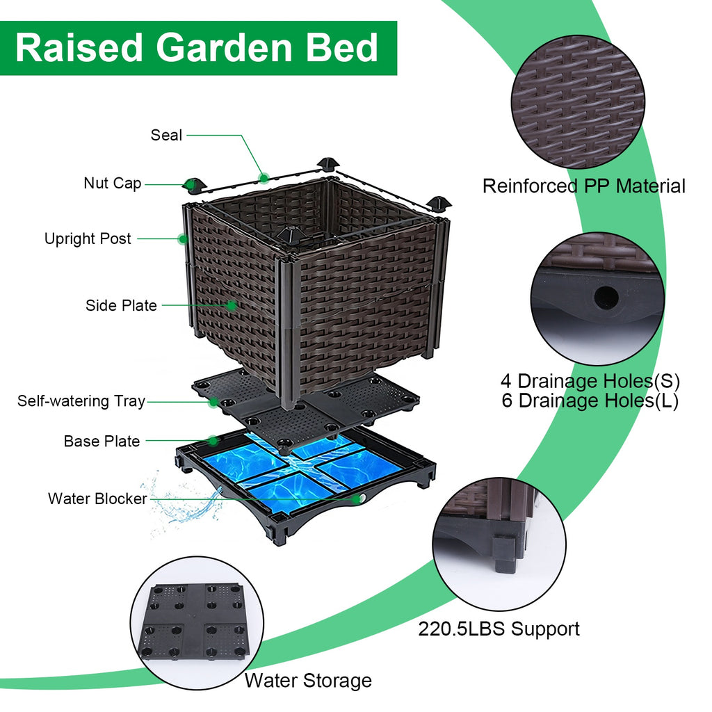 Self-Watering Raised Garden Bed – Elevated Planter Box for Vegetables, Herbs & Flowers