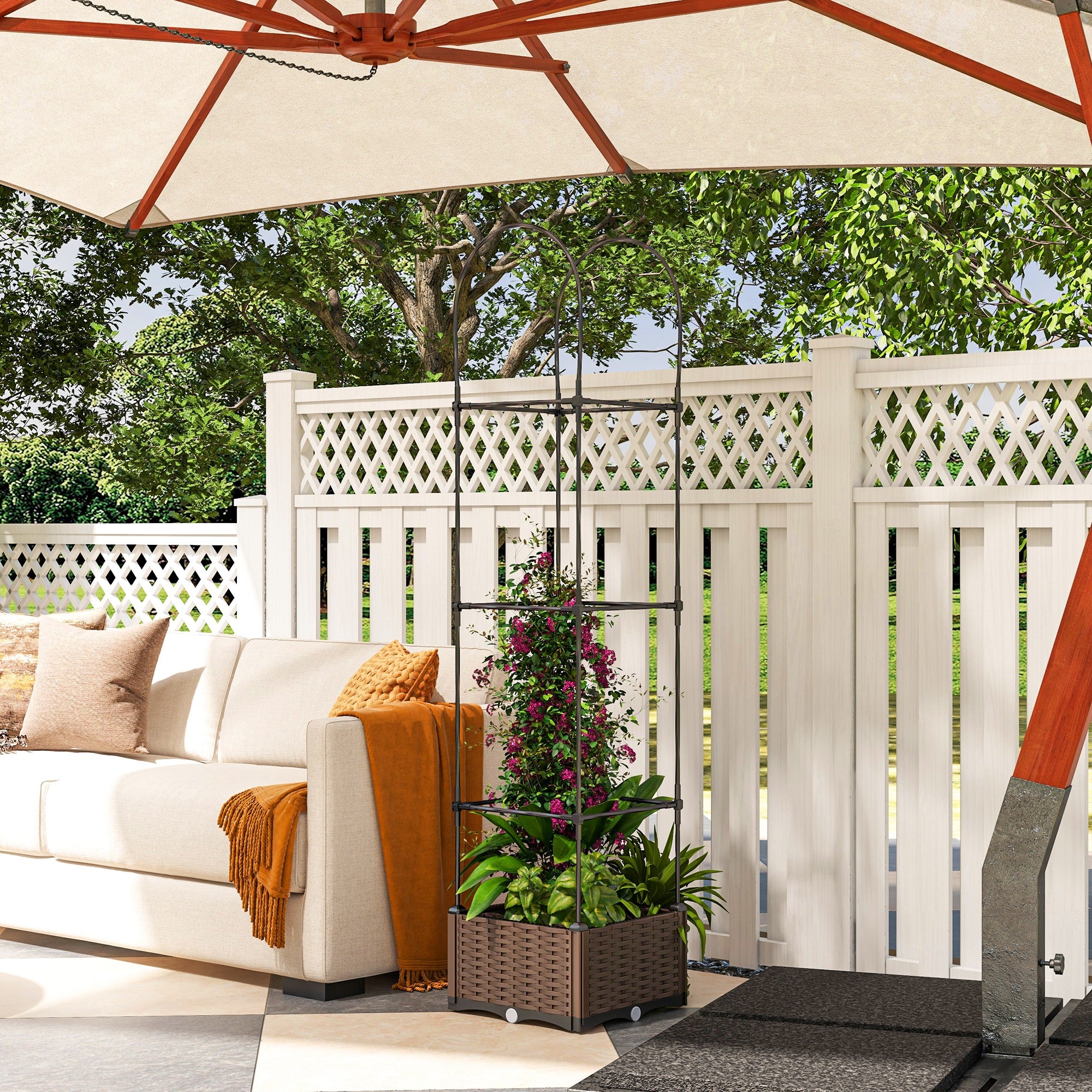 Self-Watering Raised Garden Bed with Trellis (69.7" Vertical Planter)