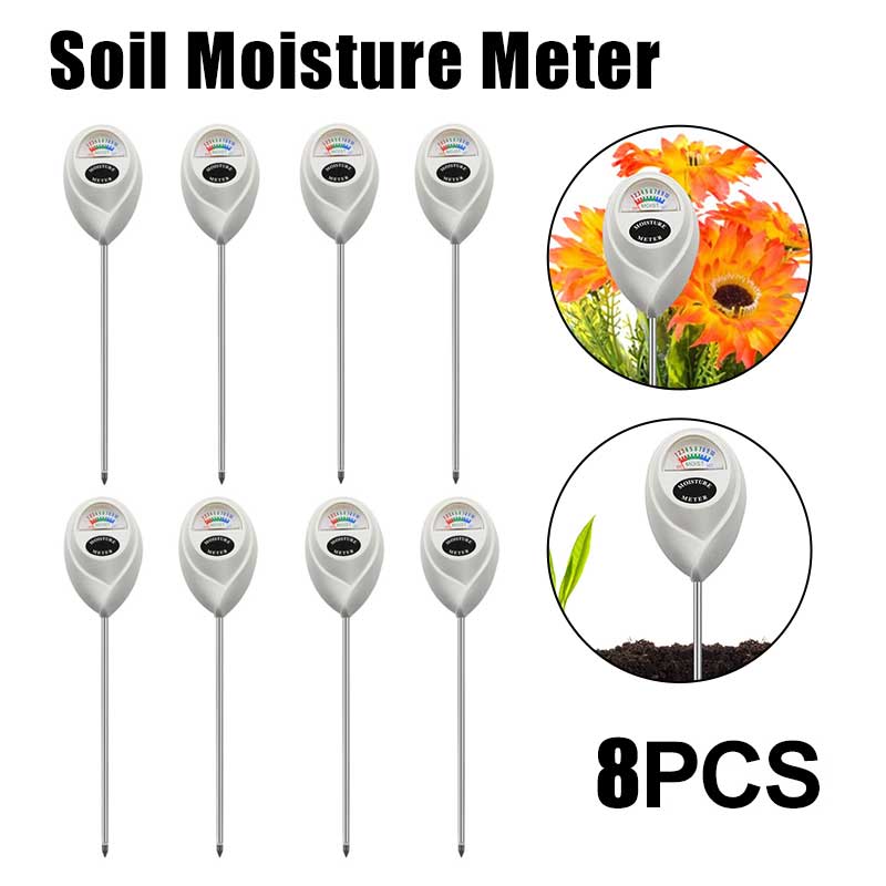 Close-up of soil moisture meter display showing moisture reading for indoor plant care
