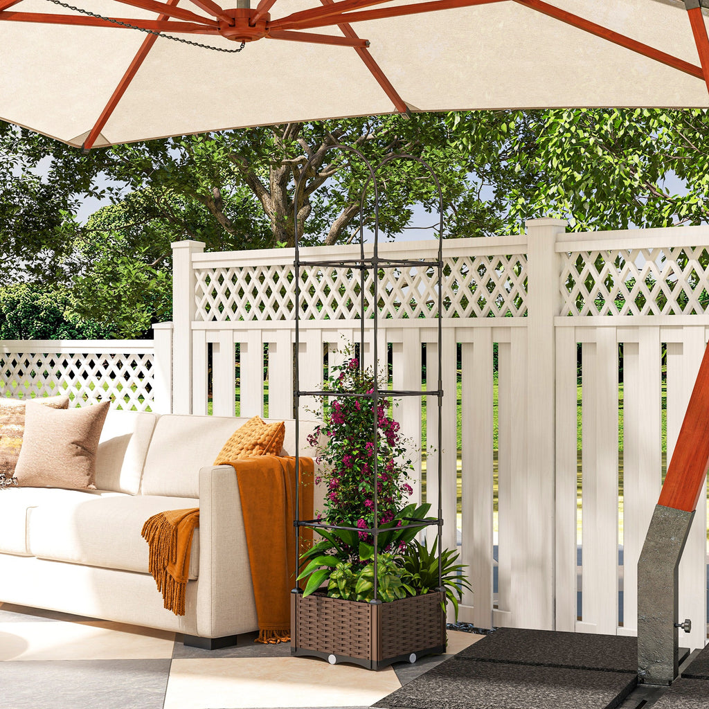 Self-Watering Raised Garden Bed with Trellis (69.7" Vertical Planter)